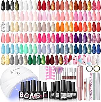66pcs Gel Nail Polish Kit with U V light and Drill 35 Colors Spring Gel Polish Set 5pcs Top Base Coat Nail Art Starter French Gel Manicure Kit Valentines Day Gifts for Women Girls
