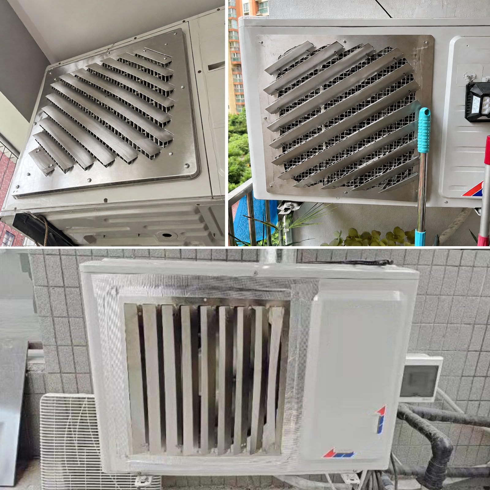 Deflettore Quadrato per Unità Esterna Condizionatore Copertura Frangivento In Acciaio Inox Diametro 43–63 Cm Impedisce Il Flusso D'Aria Diretto Adatto Ad Ambienti Residenziali e C 48x48cm/18.9x18.9in
