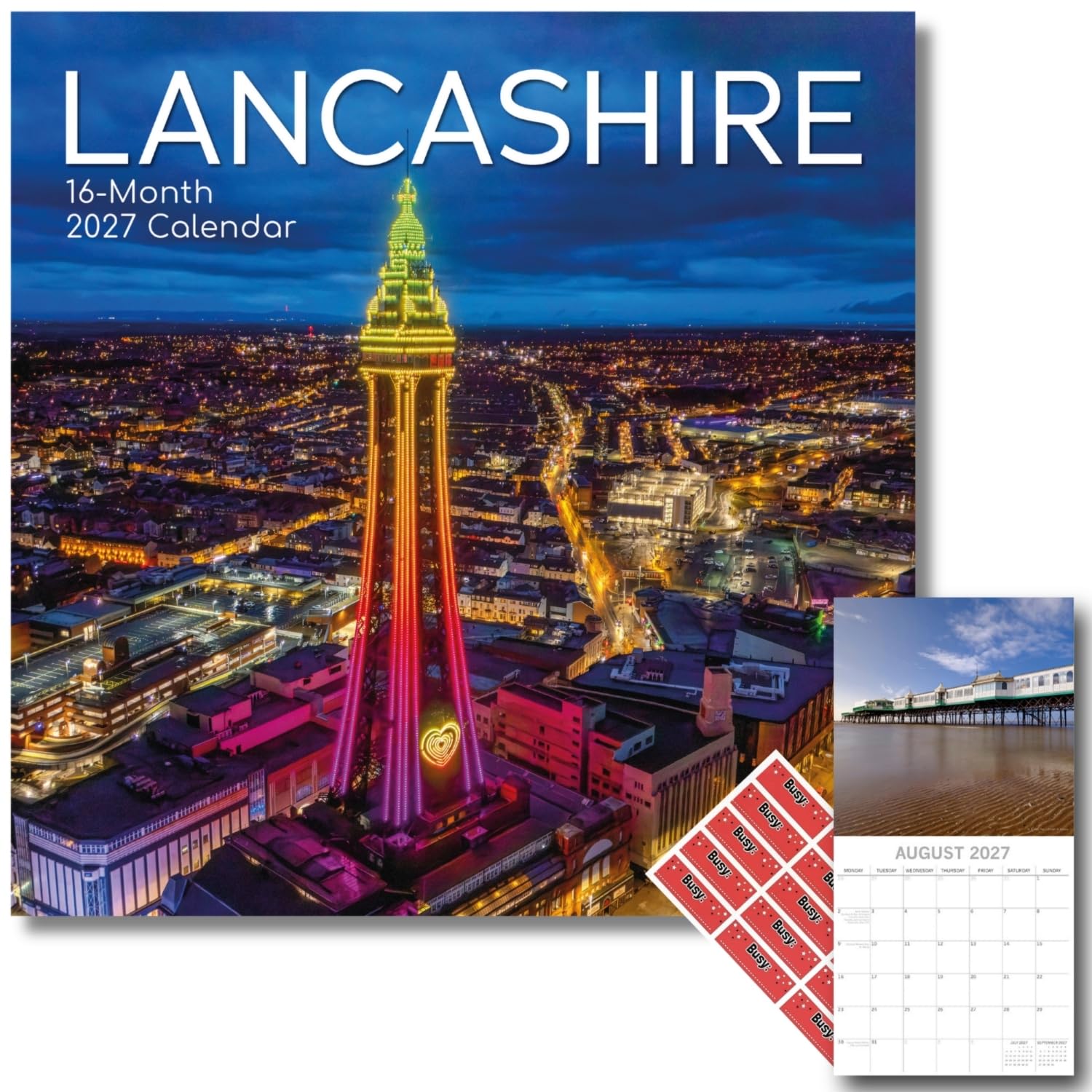 TGSC | Lancashire 2027 Calendar with Planner Stickers, 16-Month Square Wall Calendar (Sept 2026 to Dec 2027), Countryside Photography, Home and Office Organiser, 30 x 30 cm