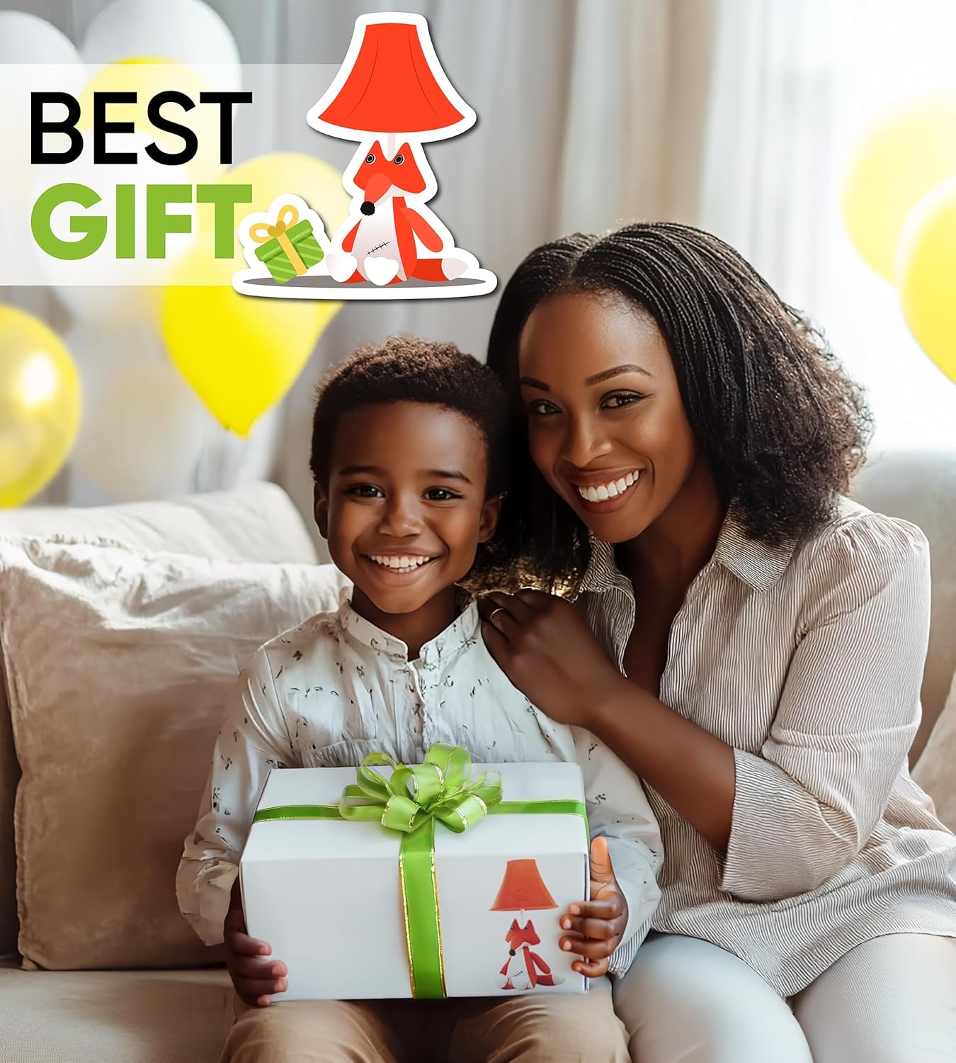 Fox Table Lamp for Kids Bedroom - Gift for All Ages, Cute Animal Lamp Toddler Girls Boys, Fox Room Decor Girls, Birthday Gifts Kids, Sister, Daughter, Niece, Sibling (w Bulb)