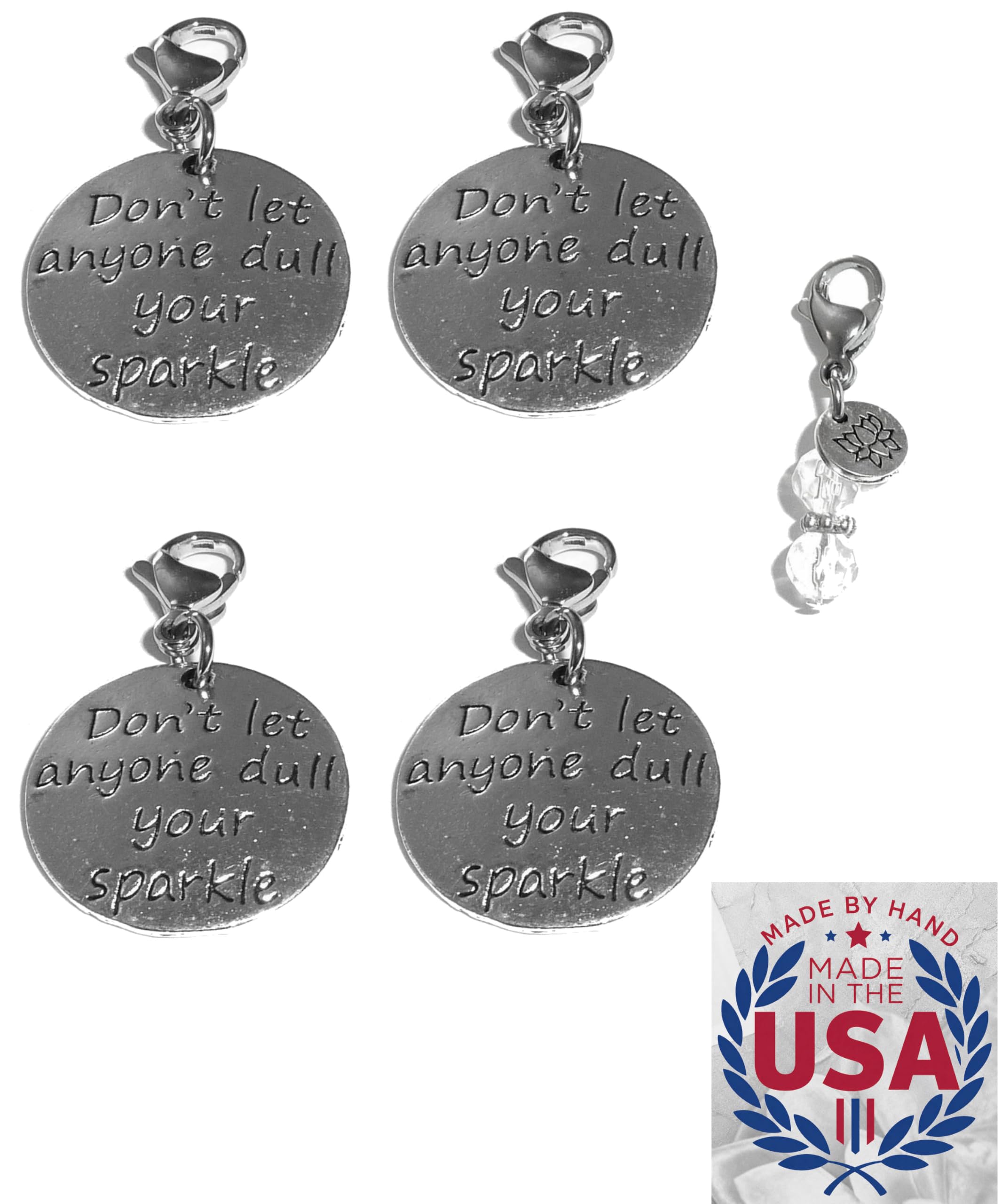 Hidden Hollow Beads 4 Clip On Charms for Purse, Handbag, Keychain, Zipper Pull, Backpack, Jewelry Accessory, USA