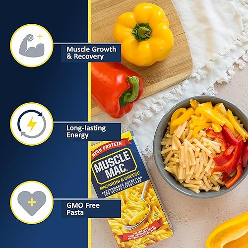 Miniatura 3 de Muscle Mac Cena de macarrones y queso con alto contenido de proteínas con queso real, 0.71 oz de proteína, 6.75 oz (paquete de 10)