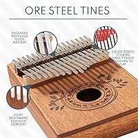 Vista 3 de Piano de pulgar Kalimba de 17 teclas, instrumento portátil de percusión de caoba Mbira, juego de afinación para principiantes, instrumentos Marrón