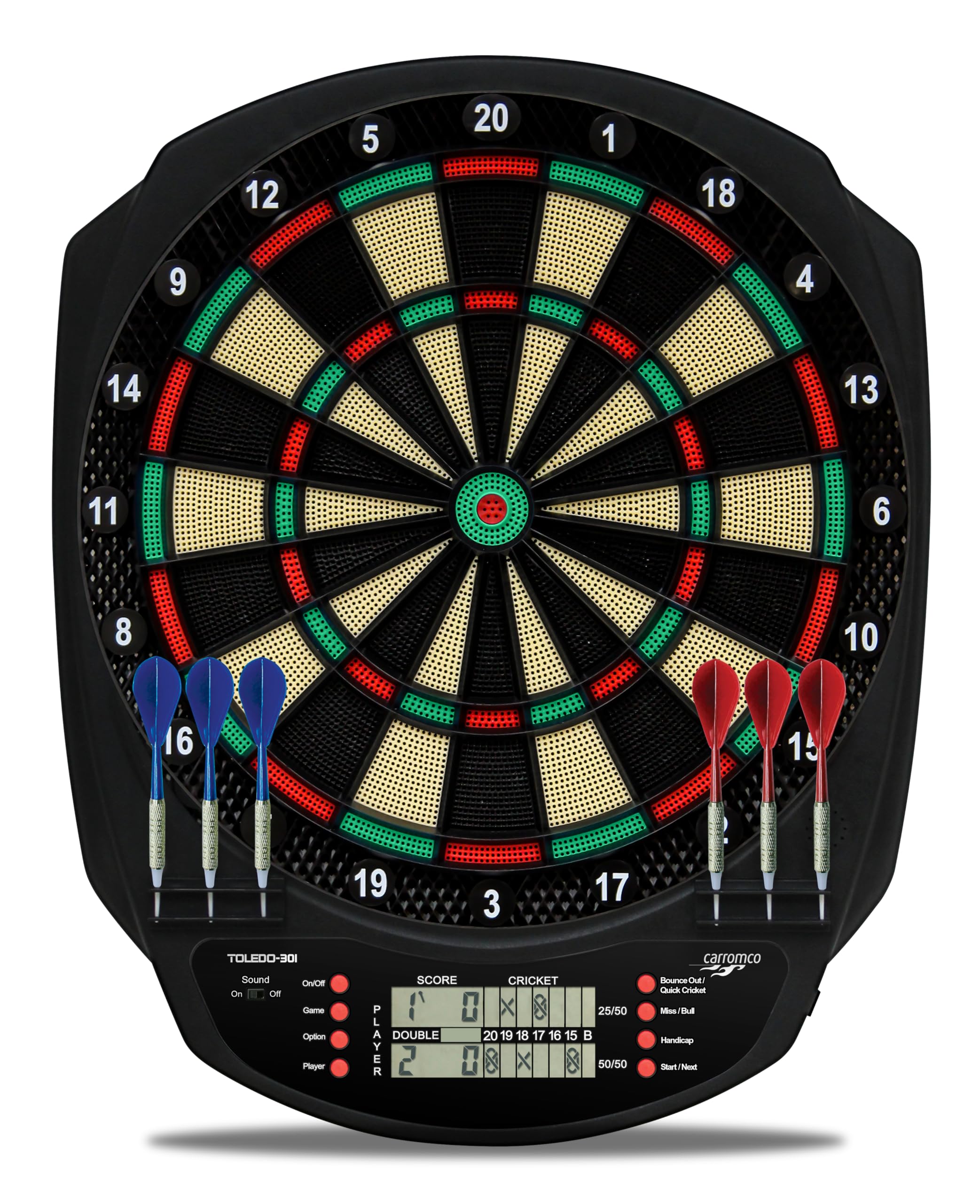 Carromco TOLEDO-301 elektronisches Dartboard – Dartscheibe mit LCD