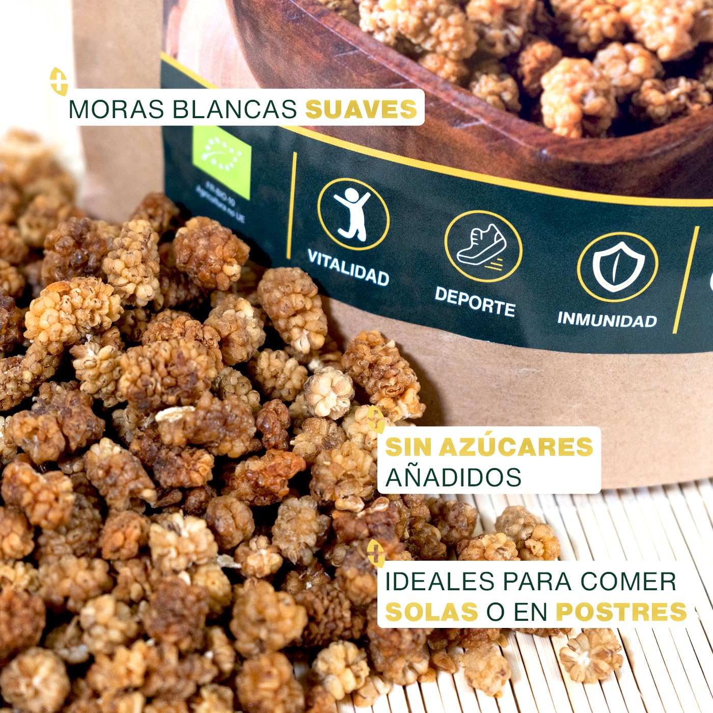 Moras Blancas BIO 1KG | Sin Azúcares Añadidos, ni Conservantes | Secadas al sol, 100% naturales | Primera Calidad