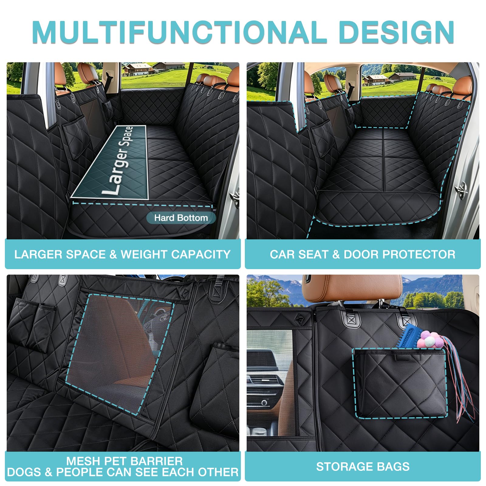 Estensore per sedile posteriore per cani, copertura per sedile auto con fondo rigido, impermeabile, amaca per sedile posteriore dell'auto, resistente, antiscivolo, durevole, con finestra in
