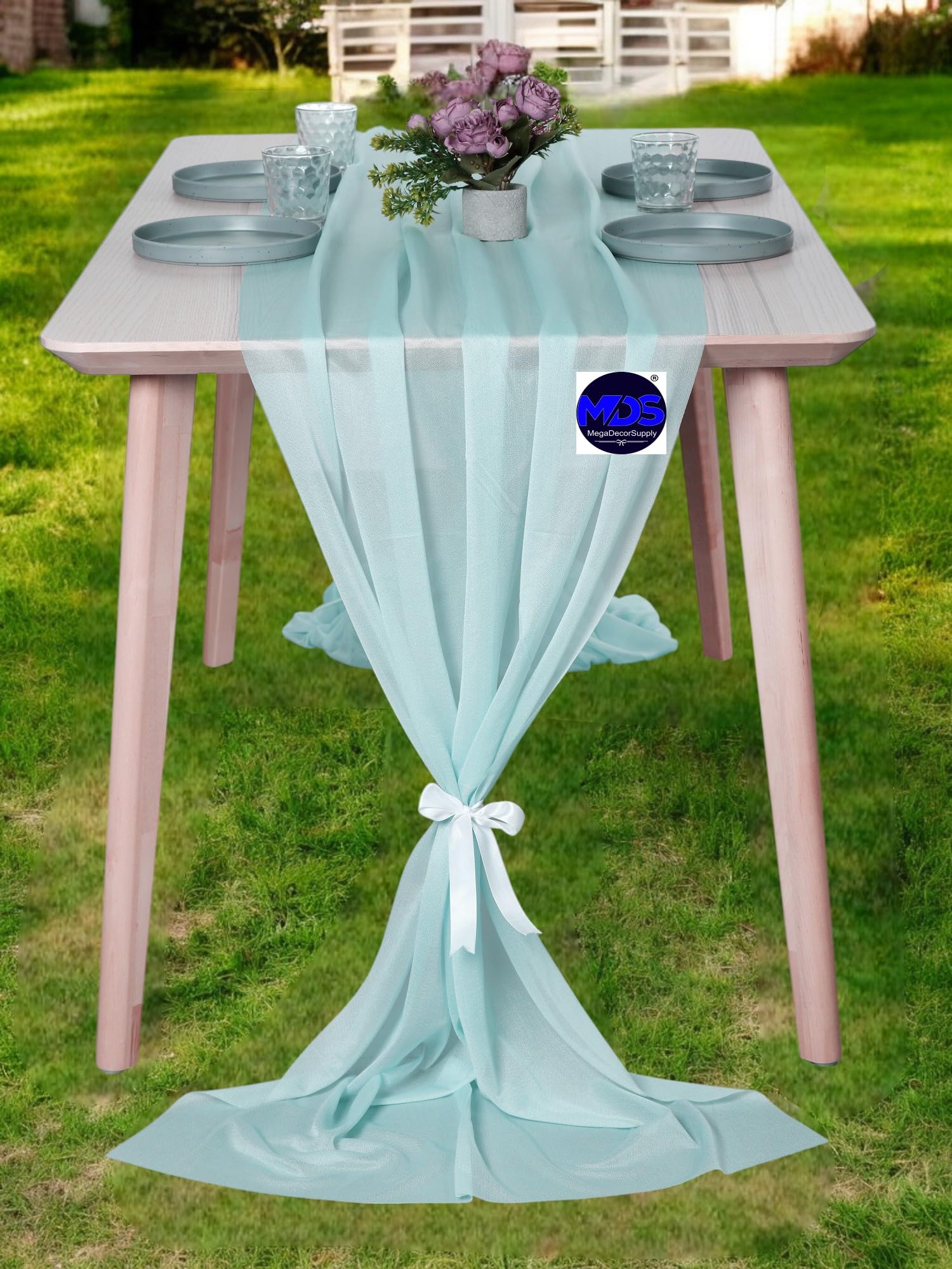 QueenDream - Camino De Mesa De Gasa De 10 Pies, Color Blanco, Transparente, Rústico, Para Boda, Elegante