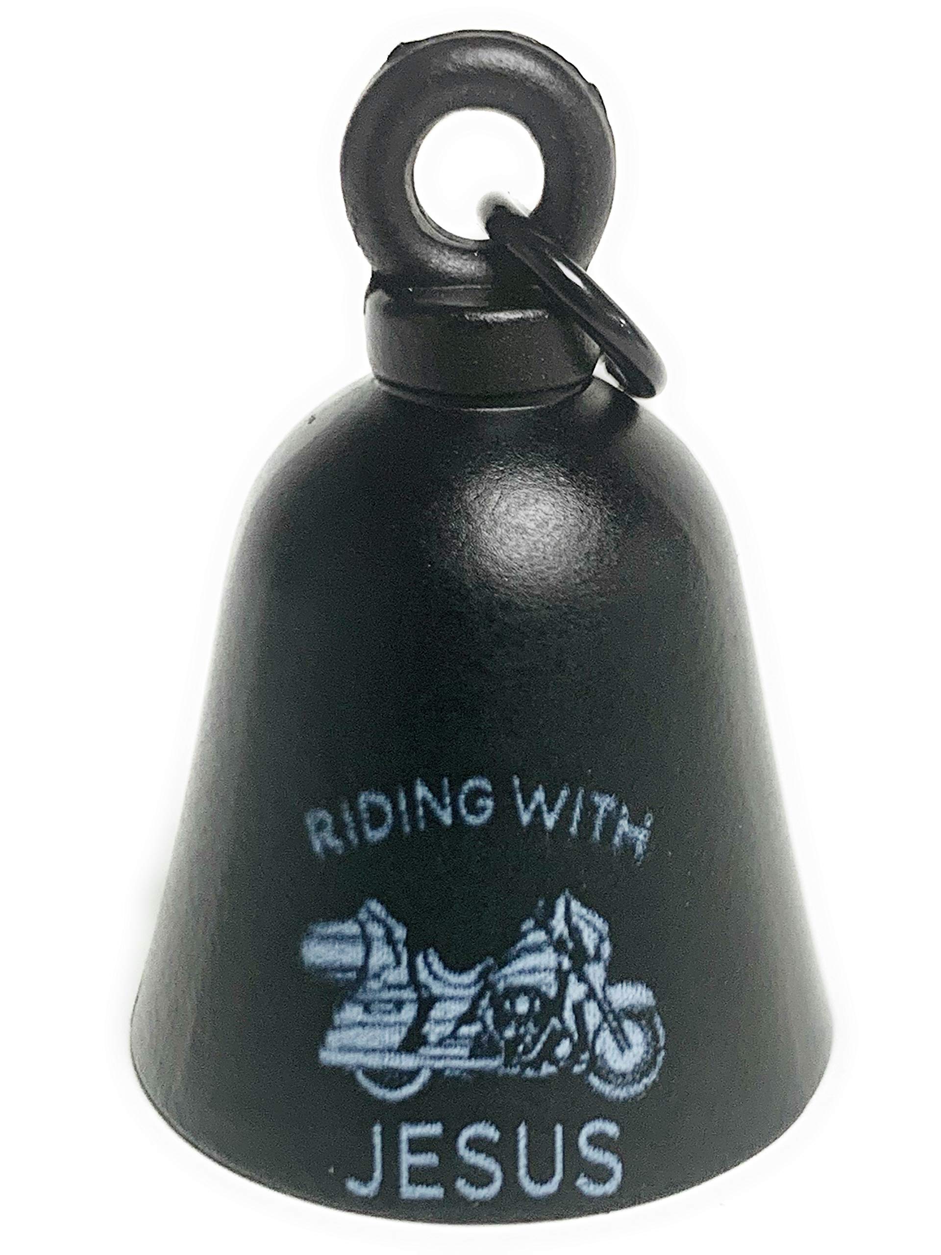 Kustom Cycle Parts Gloss Black Riding with Jesus Touring Motorcycle 'Evil Spirits' Biker Guard Bell. Our Custom Bells are Universal fit. Works on Any