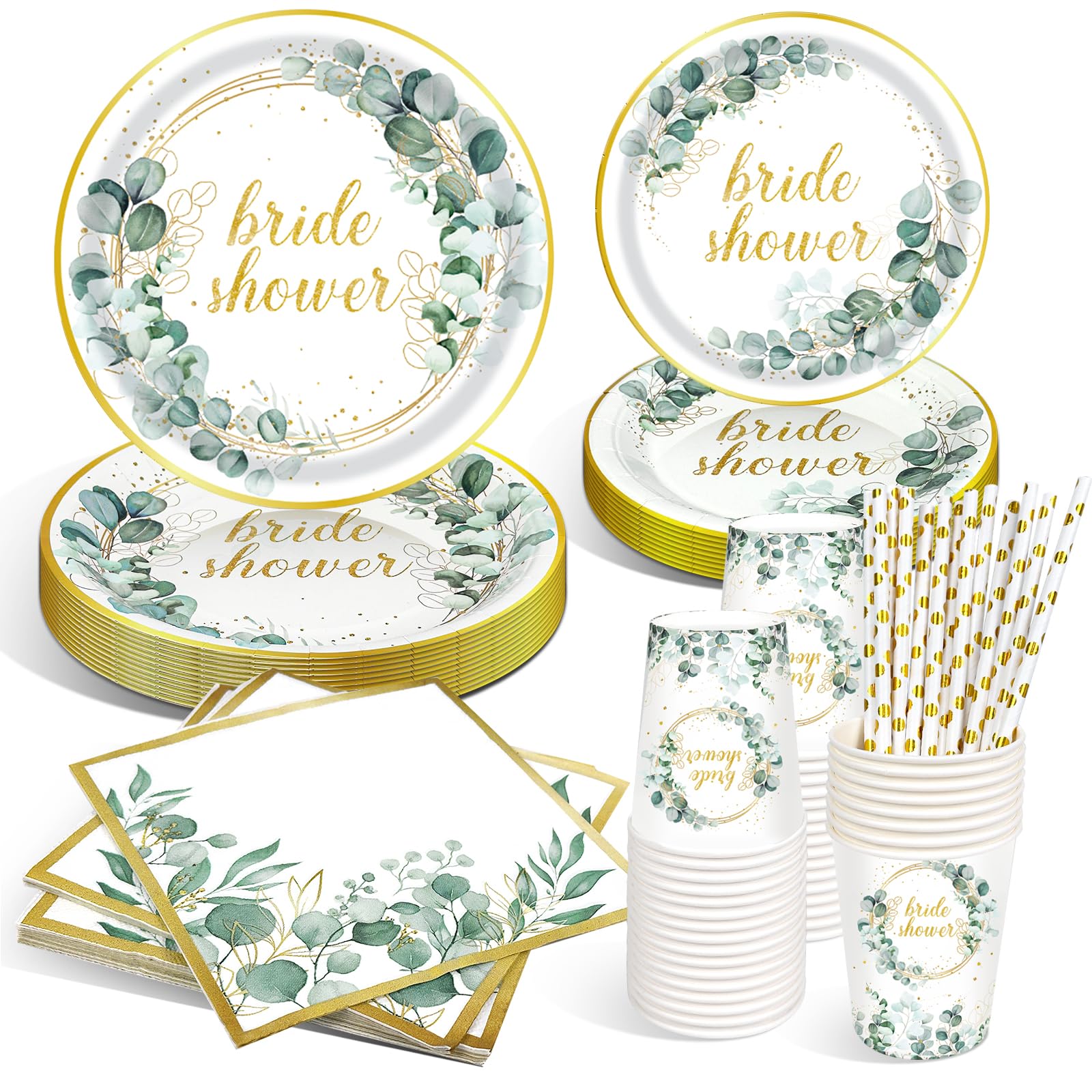 LAISLLA Bridal Shower Partygeschirr Set, Bride to Be Deko Party Geschirr, Floral Pappteller Servietten für Hochzeits Deko, Verlobungsfeier, Brautparty Frauen, Junggesellenabschied Party 16 Gäste