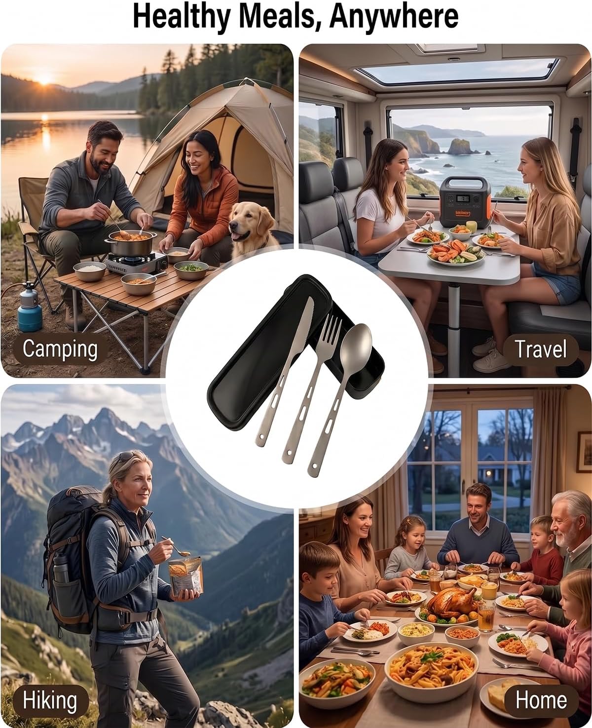 Titanium Cutlery Set Including Knife, Fork, Spoon with Case image 5
