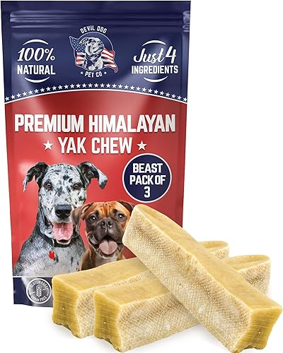 Devil Dog Pet Co. Himalayan Yak Cheese - Masticables para perros, paquete de 3, 100% naturales y saludables, sin lactosa, golosinas para perros de