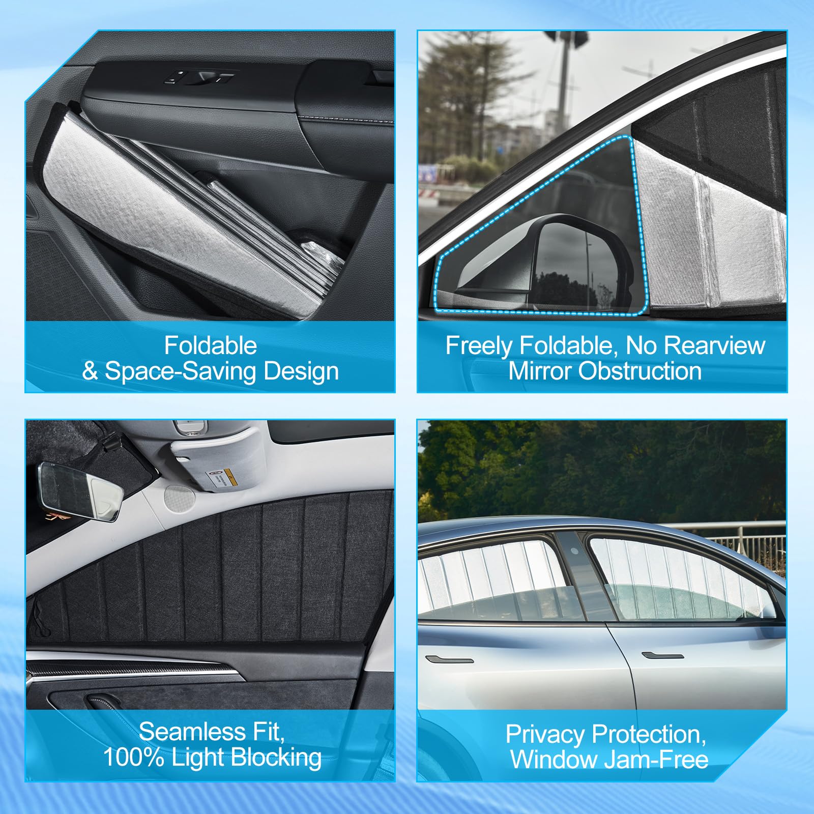 Parasoles Coche Laterales para Audi Q3 2019-2025, Aislamiento Térmico, 4PCS | Cortinas Coche Plegables, Privacidad, Anti-UV, para Descanso y Acampada