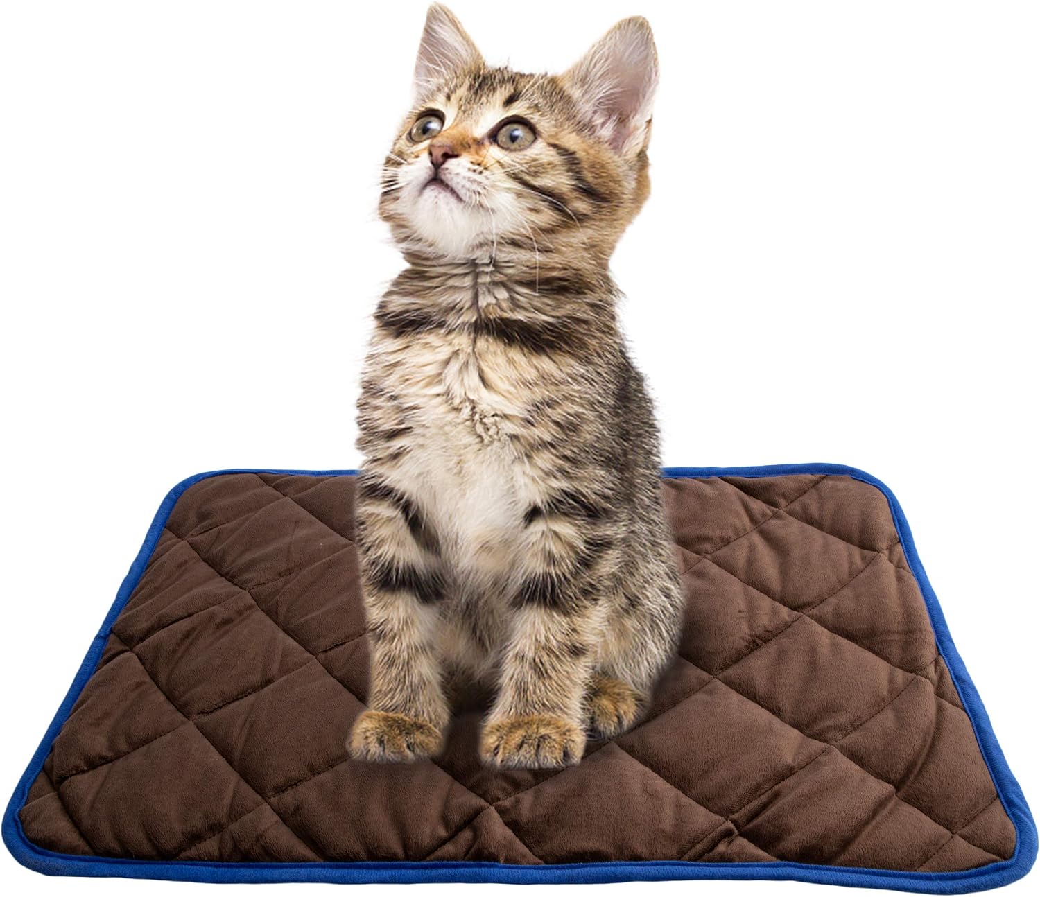 Self Heating Cat Pad Pet Mat Dog Beds, Warming Pad Cozy Thermal Cat Mat,Soft Crate Mat with Anti-Slip (Small(15.7x19.7 ), Coffee)
