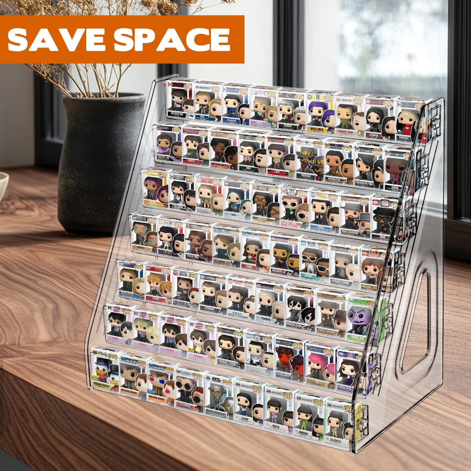 Confezione da 4 Scaffali Espositivi Trasparenti a 7 Ripiani per Funko Pop, Scaffali Espositivi per Mini Giocattoli da Collezione per Bitty Pop, Teca Espositiva in Acrilico Trasparente per