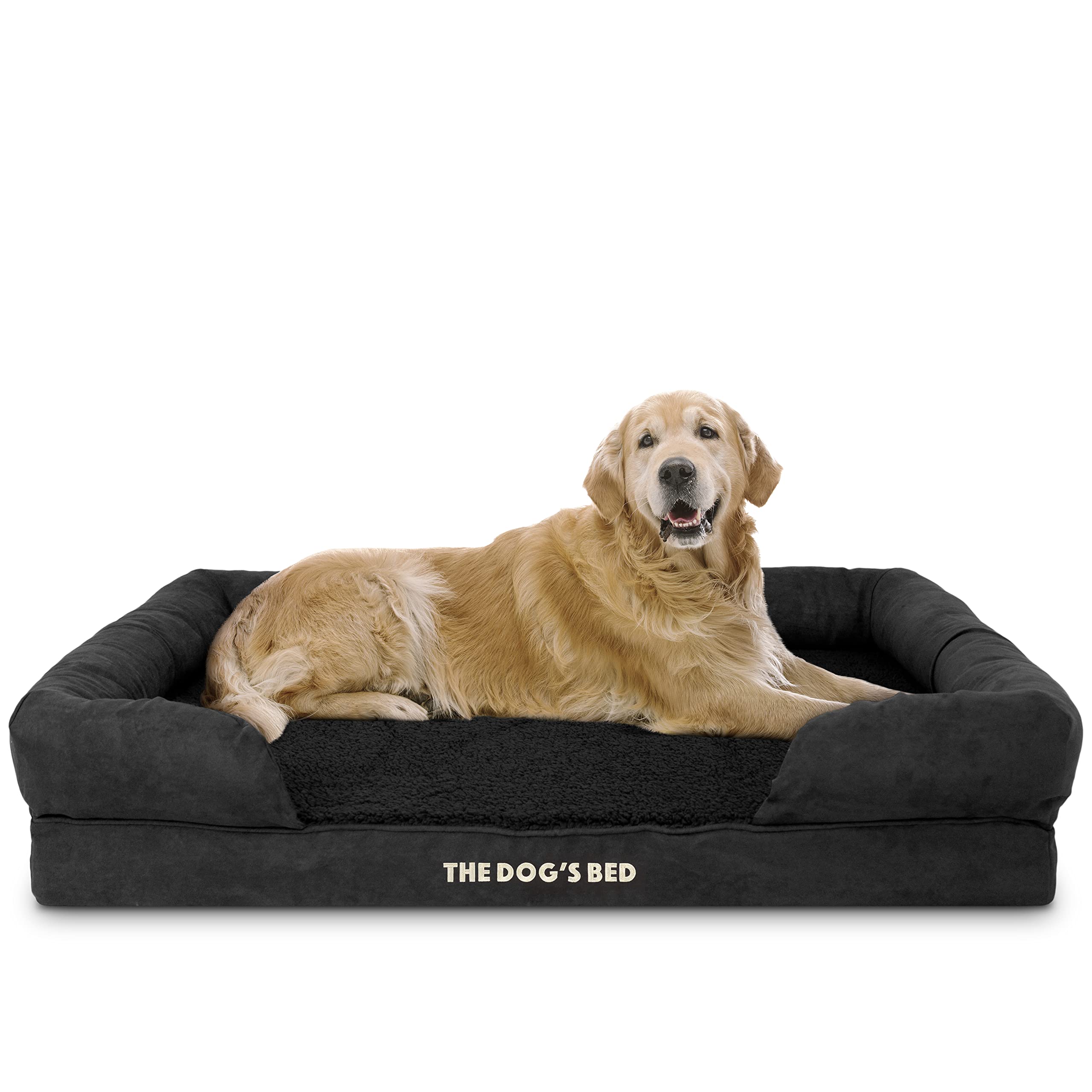 The Dog’s Bed – Orthopaedic Memory Foam Bolster Bed, Black Plush, XXL