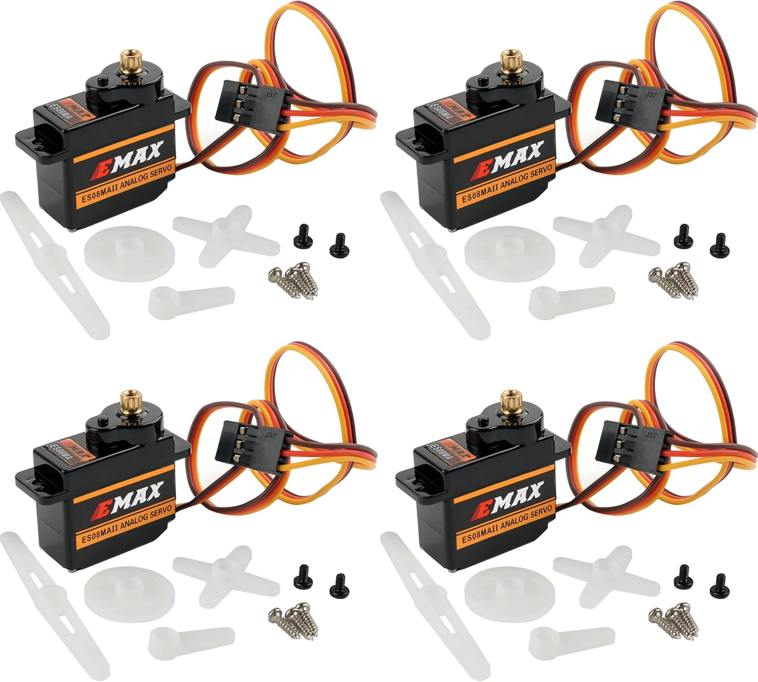 ES08MA II Metal Gear Micro Servo 2.0kg.cm High Torque RC Mini Servo 145° Rotation for Drones/RC Models, 12g Lightweight Design (4 PCS)