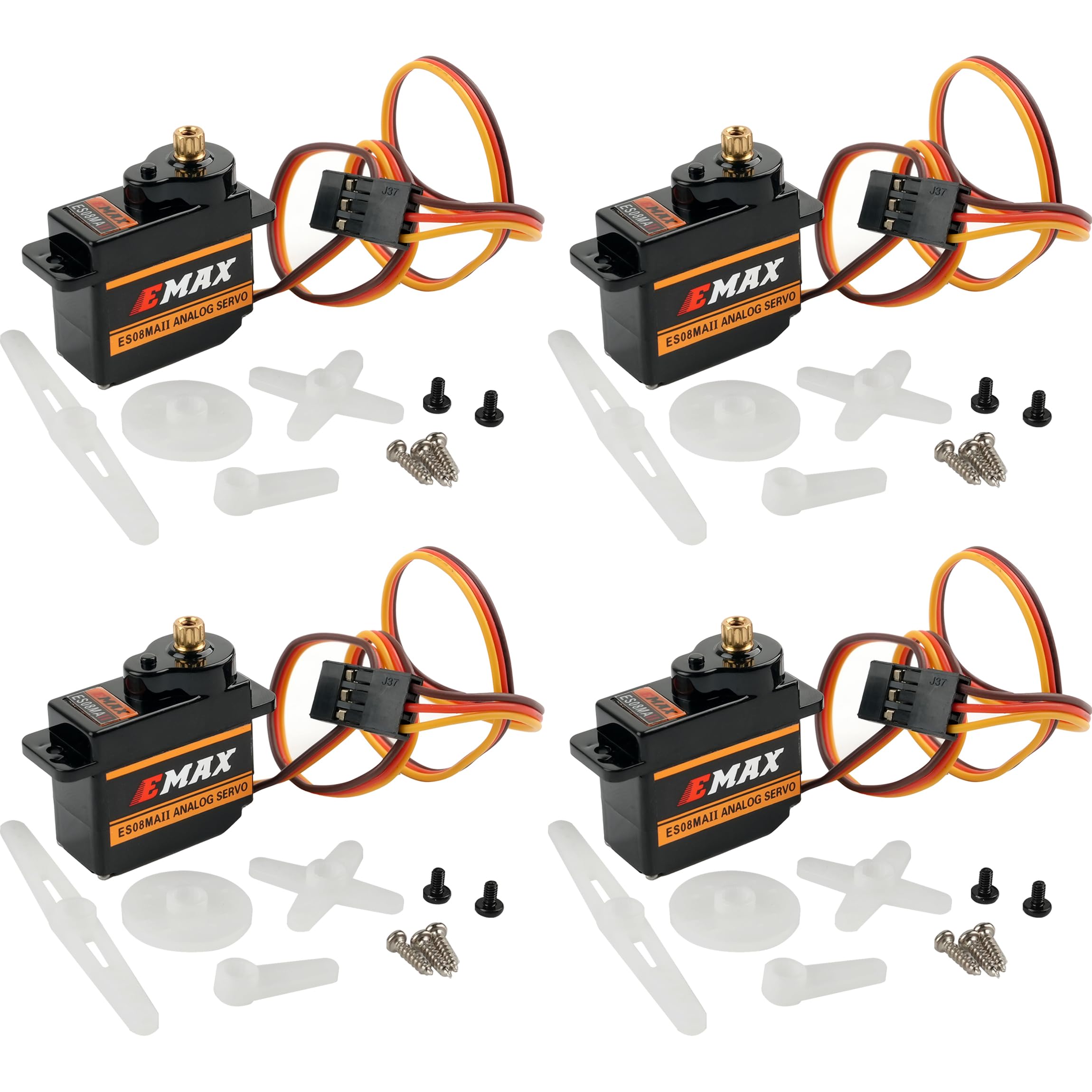 ES08MA II Metal Gear Micro Servo 2.0kg.cm Alto Torque RC Mini Servo Rotación 145° para drones/Modelos RC, 12g Diseño Ligero (4 piezas)