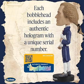 Royal Bobbles Thomas Jefferson, 3rd President of the United States Founding Fathers Collection 8.3 Inches Tall Collectible Bobblehead Statue