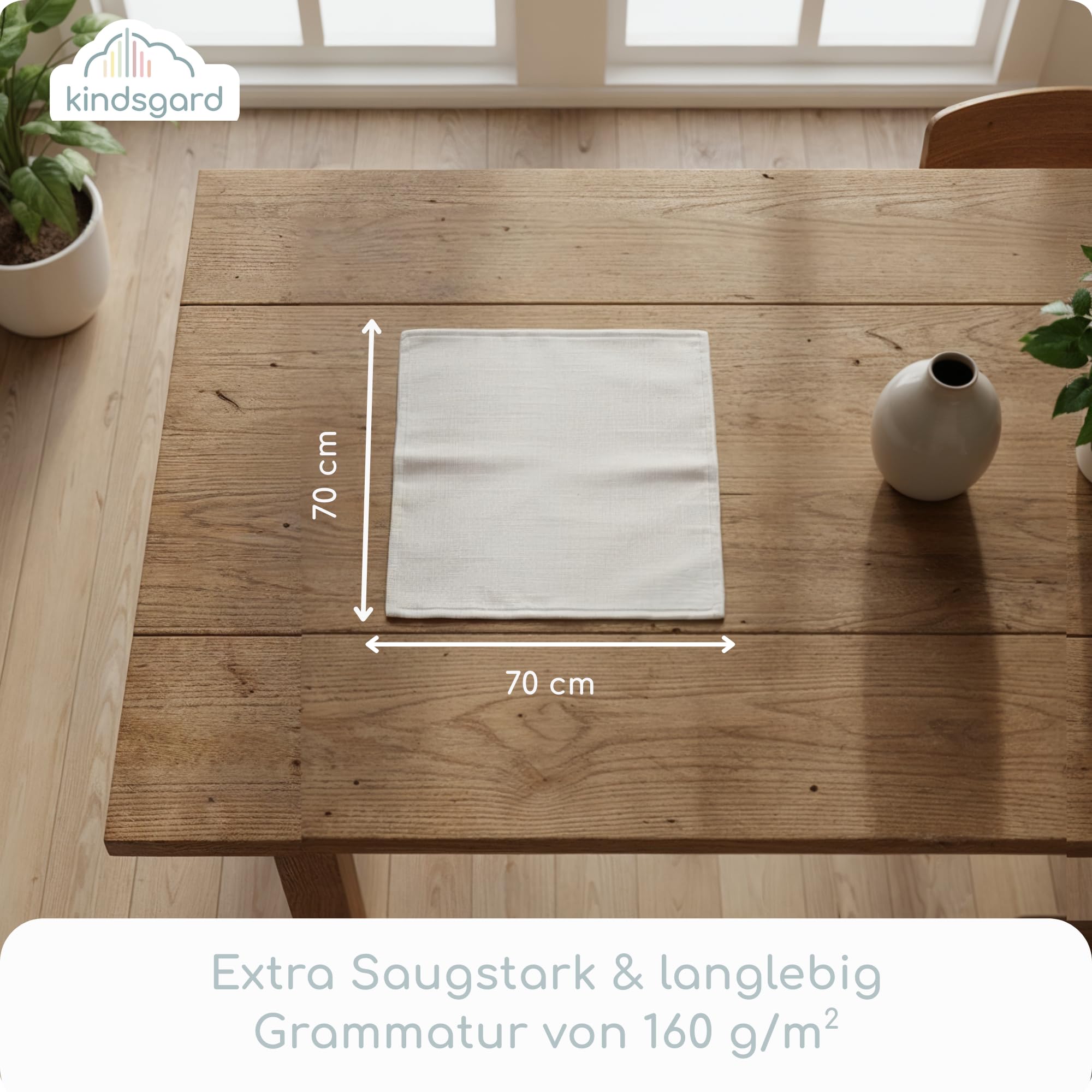 Kindsgard Pañales de gasa – Pack de 20 – 70 x 70 cm – 100 % algodón – Certificado OekoTex 100 – paños suaves – absorbentes, hipoalergénicos y transpirables – lavable a máquina – ideal para bebés