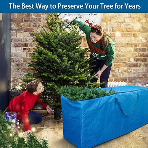 Miniatura 7 de Bolsa de almacenamiento para árbol de Navidad, almacena un árbol de Navidad artificial de 7.5 pies con asas de transporte y doble cremallera,