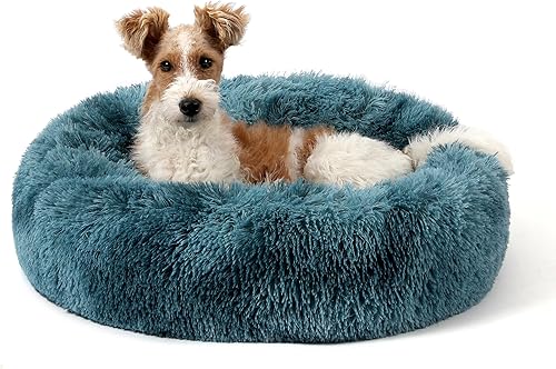 Miniatura 49 de NOYAL Cama calmante en forma de dona para perros y gatos pequeños a medianos. Cama para mascotas de pelo sintético de felpa antiansiedad con funda