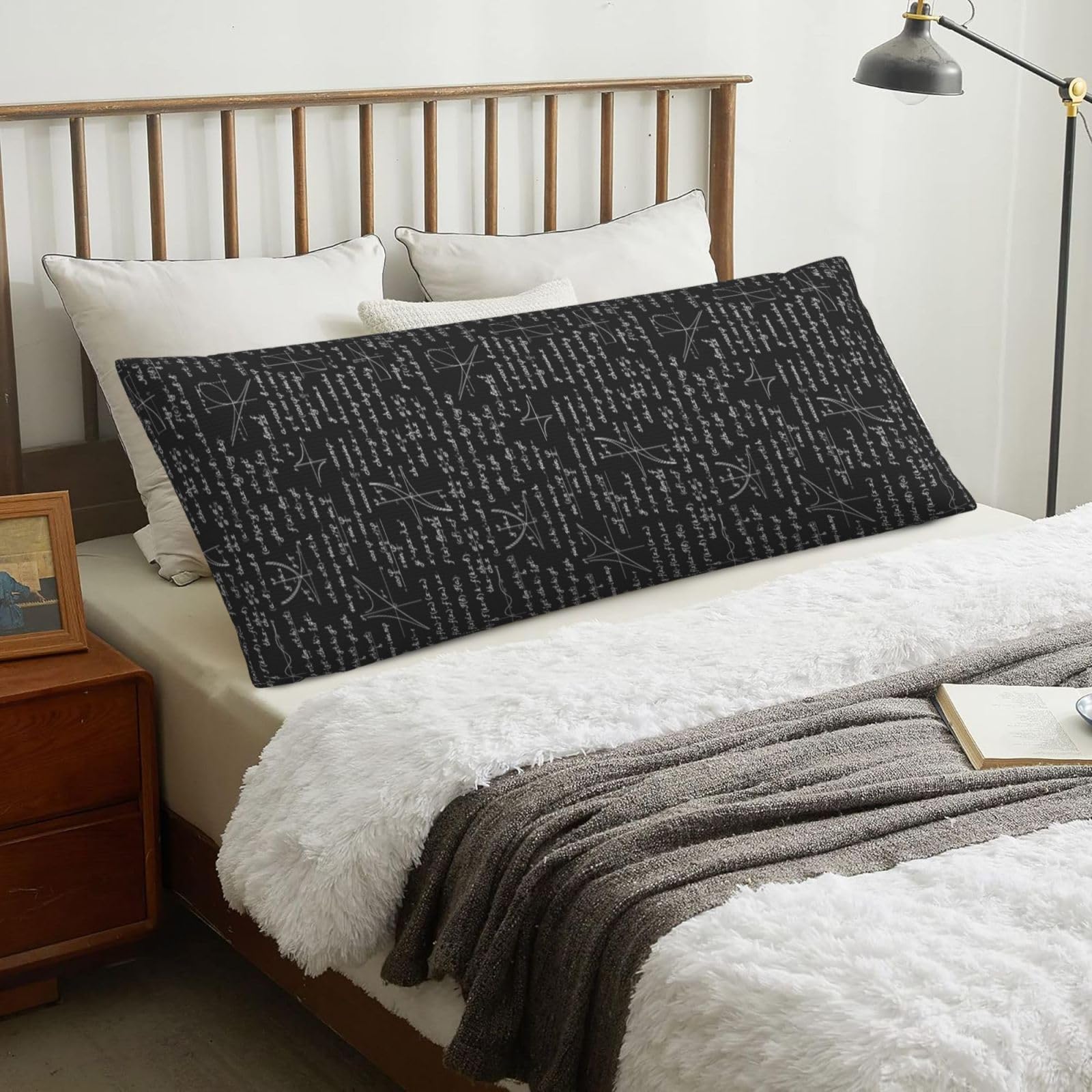 Mathematical Patterns And Calculations, Body Pillow Cover with Zipper,Long Body Pillowcase 20 x 60 in