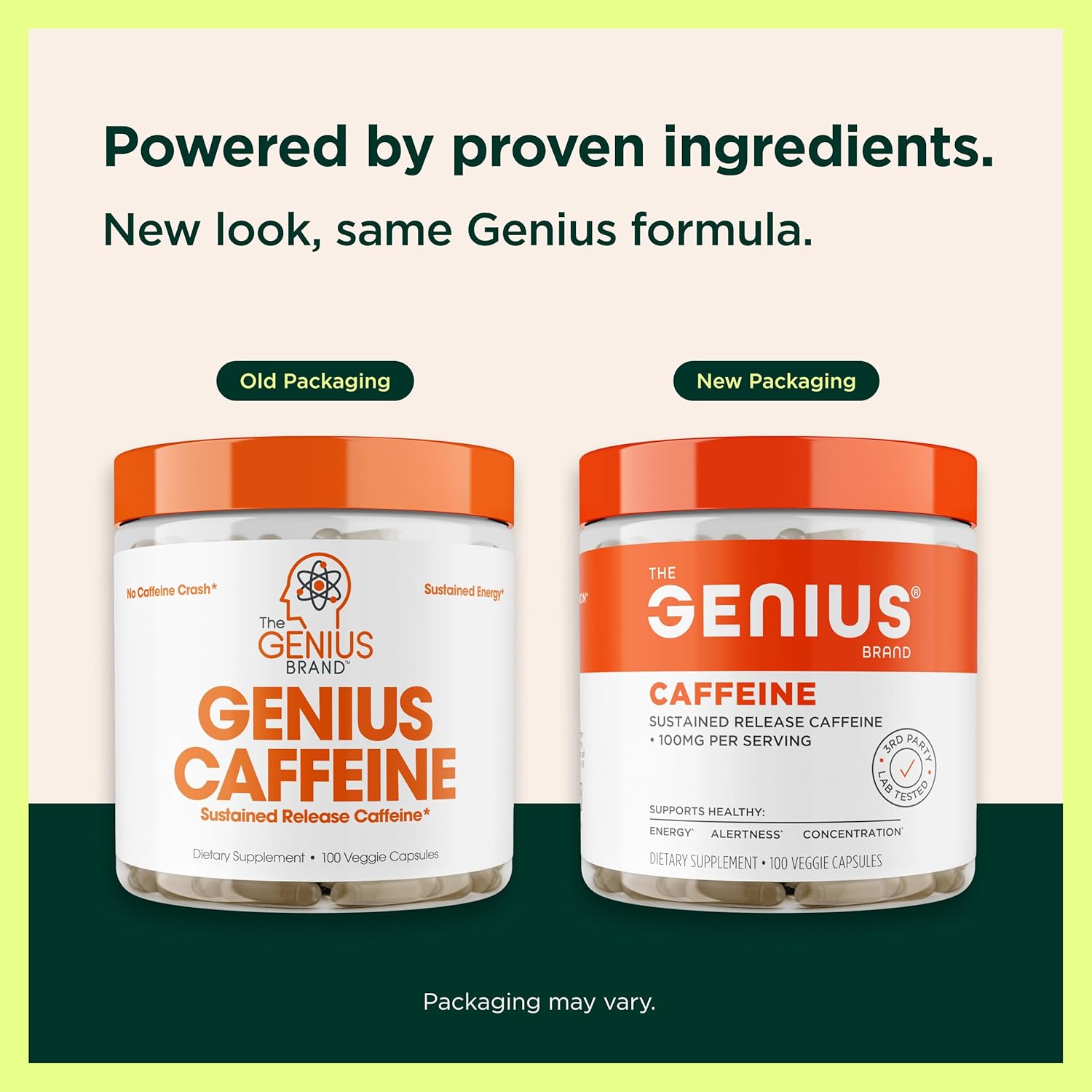 Genius Caffeine - Sustained-Release Microencapsulated Caffeine Pills for Smooth, Long-Lasting Energy & Focus - No Jitters or Crash - 100mg per Capsule - 100 Servings - Natural Performance Booster - Image 2