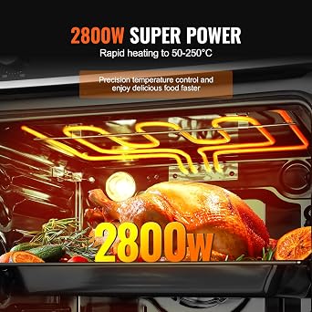 VEVOR Wall Oven, 24 inch Electric Built-in Wall Oven with 9 Cooking Functions, 2.68 Cu.Ft Convection Wall Oven with Digital Timer, Electric Single Wall Oven with Baking Rack and Tray, for Kitchen