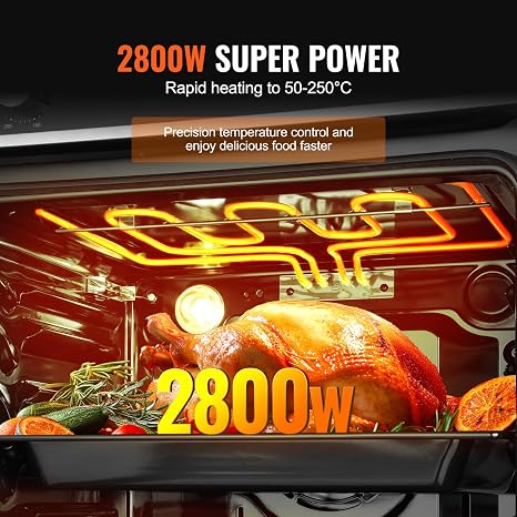 VEVOR Wall Oven, 24 inch Electric Built-in Wall Oven with 9 Cooking Functions, 2.68 Cu.Ft Convection Wall Oven with Digital Timer, Electric Single Wall Oven with Baking Rack and Tray, for Kitchen