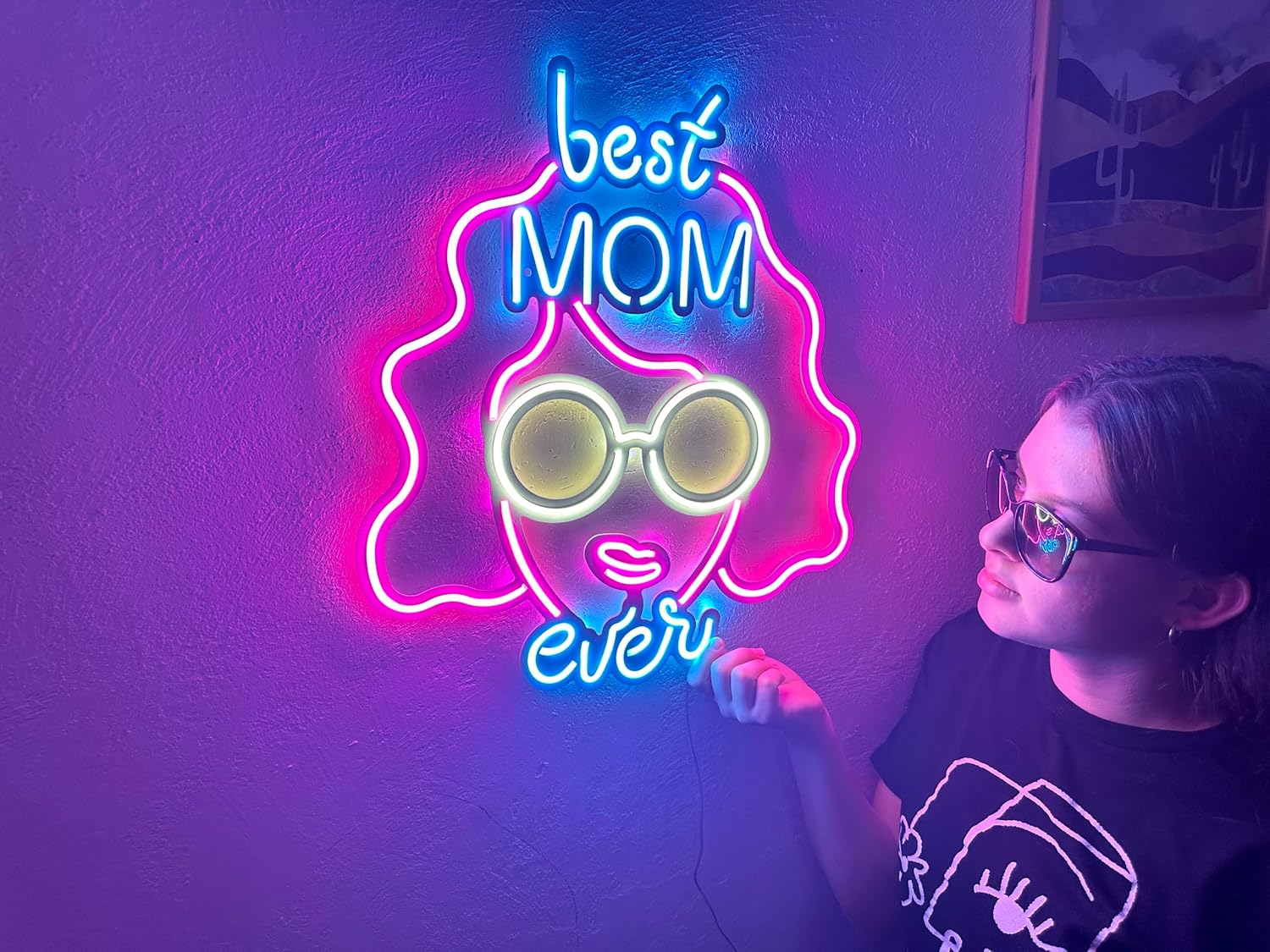 Best Mom Ever Wall Sign, Neon Metal Wall Art, Mothers Neon Sign, Neon Wall Decor, Neon Wall Sign, LED Light Decor, Home Office Wall Decor, Gift for Moms (Without Remote Control)