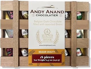 European Flavored Dark Chocolate Bottles Design, Gluten Free Assorted Flavors Chocolates, Packed in a Wooden Gift Box (18 Pcs)