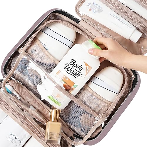 Miniatura 133 de NISHEL Neceser de viaje para mujer, organizador colgante y portátil para champú de tamaño completo, acondicionador, juego de cepillos y accesorios