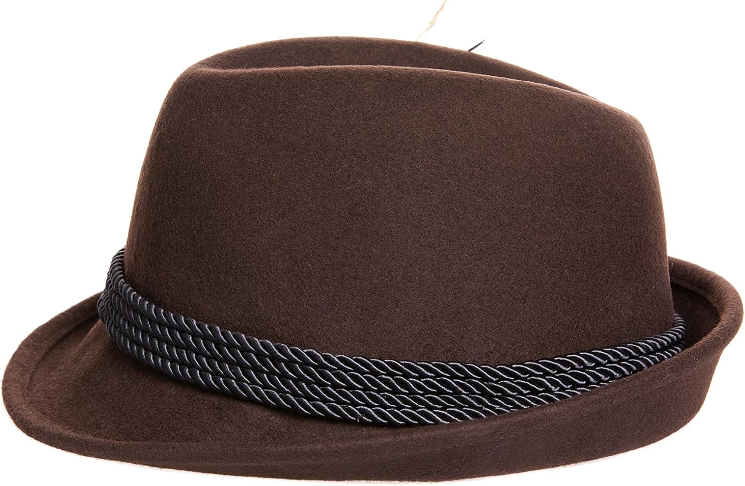 Alpine Holiday Oktoberfest Wool Bavarian Fedora Hat - Brown Color - Size Large (L) - Image 4
