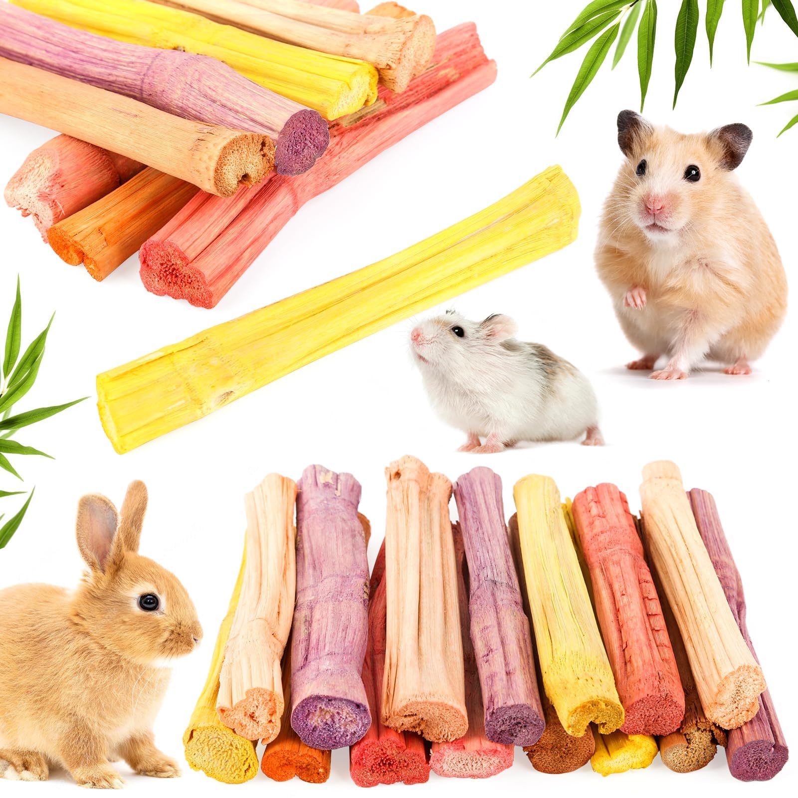 Timothy Heu Sticks 200g  Natrliches Knabberstangen Kaninchen & Bambus  Kauspielzeug Fr Kaninchen, Hamster, Chinchilla
