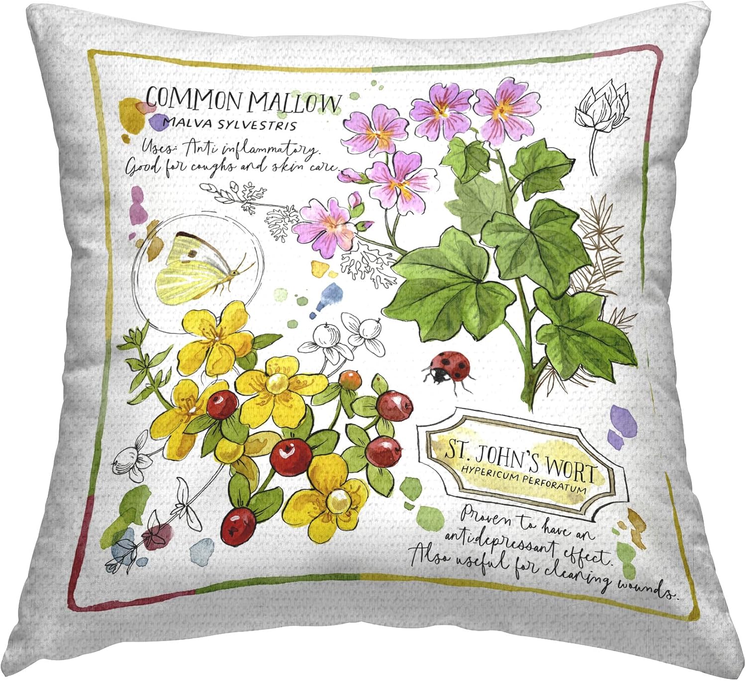 Stupell Industries Wild Herbs Benefits Outdoor Printed Throw Pillow, 18 x 18, Multi-Color