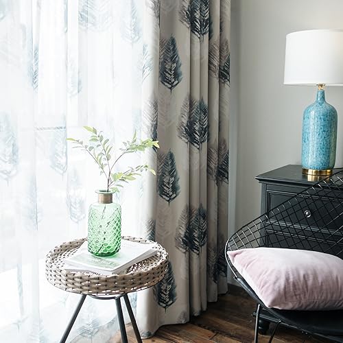 Miniatura 10 de VOGOL Cortinas insonorizadas de poliéster para dormitorio, diseño de plantas y gorriones, paneles de oscurecimiento de habitación, 2 piezas, ojales