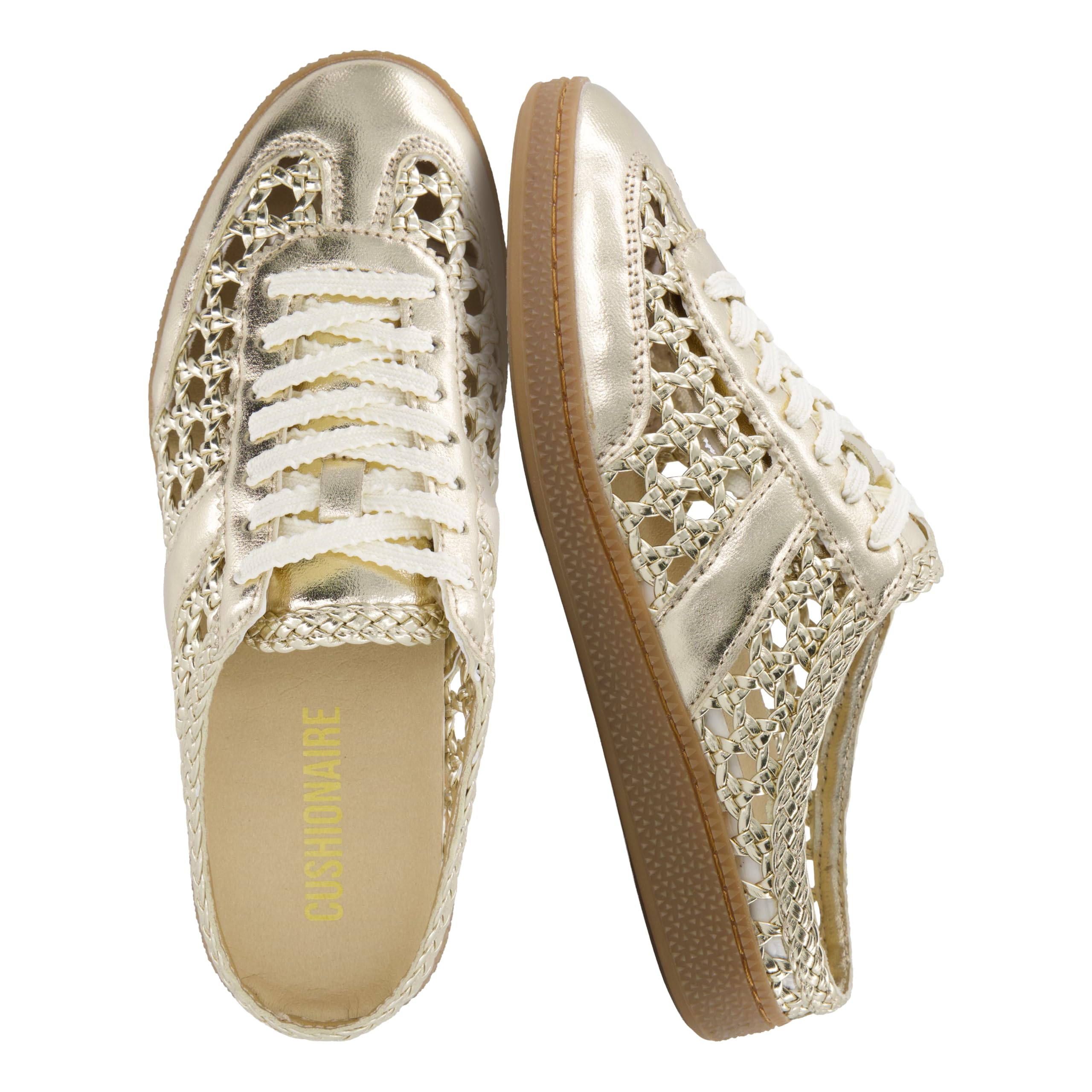 CUSHIONAIRE Buffy Woven Slip On Backless Sneaker Mules for Women