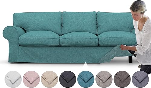 comfortly Funda para sofá EKTORP de 3 asientos, funda de repuesto resistente de 7 piezas, resistente tela nanotecnológica a prueba de mascotas y