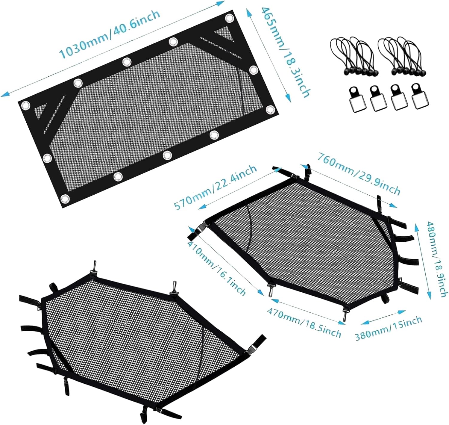 Window Net Roll Cage Mesh Net Guard Front Rear Right and Left Window Shade Shield Cover Door Scratch Prevention Compatible for UTV Polaris RZR 570 800 1000 900 RZR XP Turbo 2015-2019 2 Seater