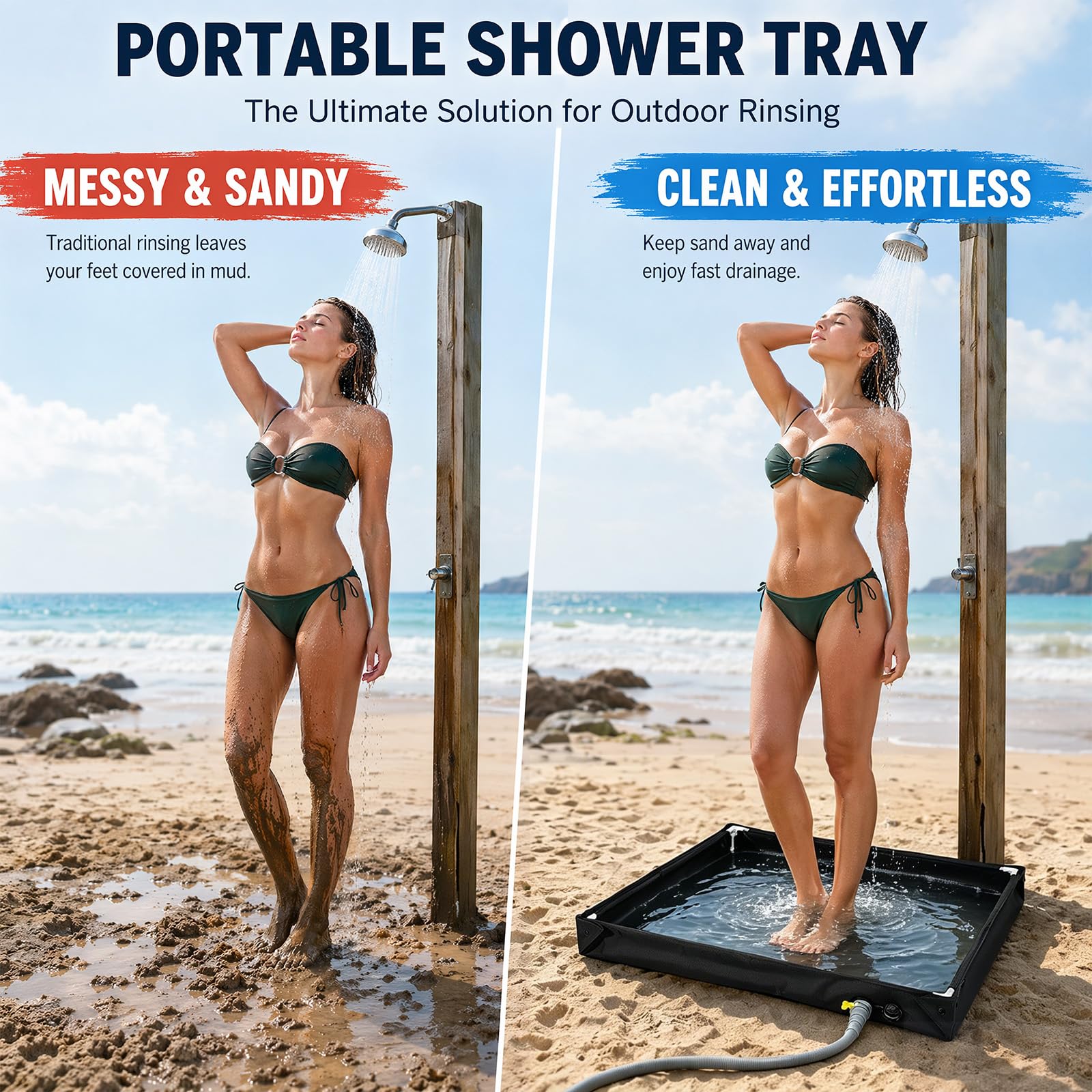 MeYuxg Piatto doccia pieghevole, 80 x 80 cm, con tubo di scarico, Oxford, impermeabile, tenda da doccia, tenda da doccia, tenda da campeggio, tenda da doccia, tenda da doccia per esterni, camper