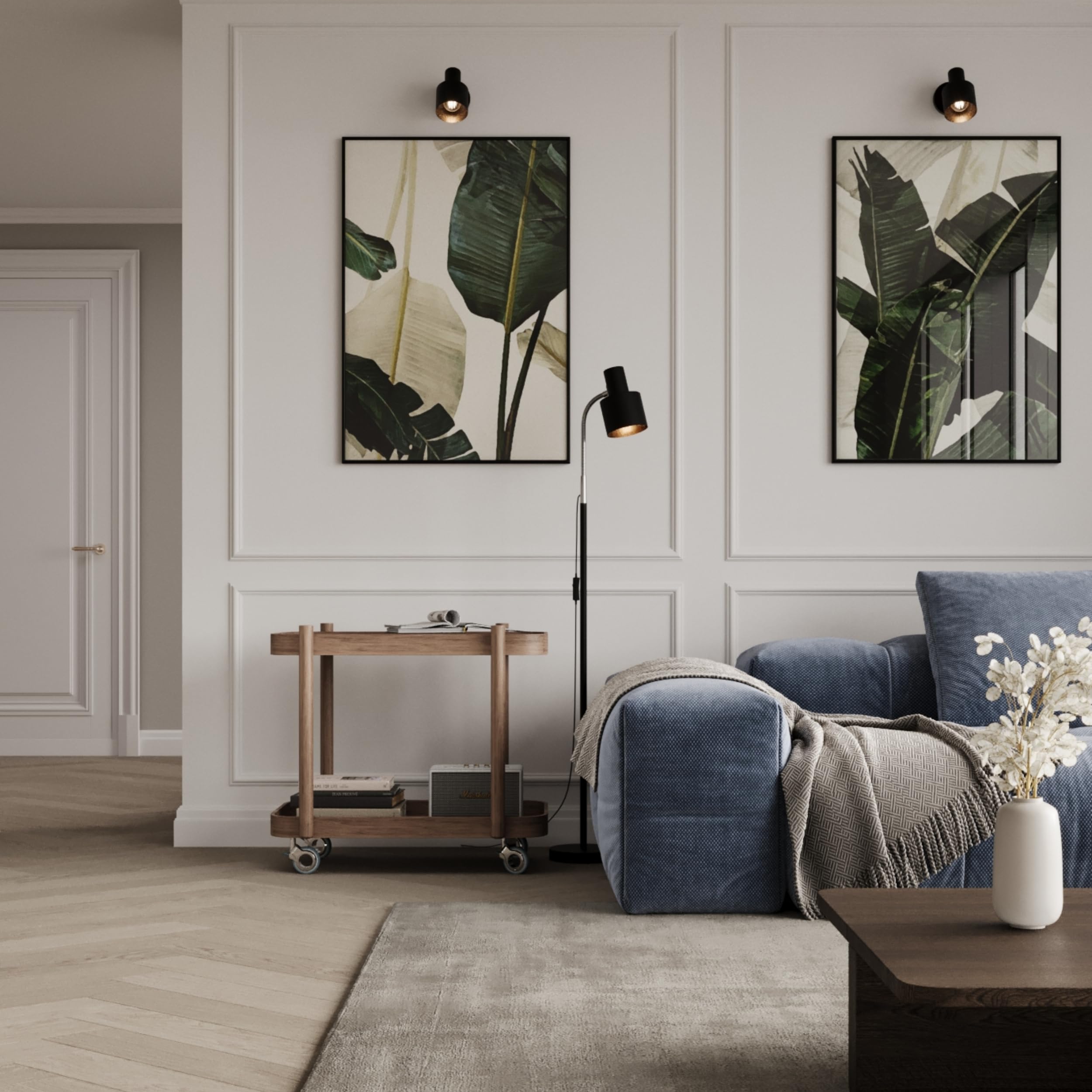 GTV – Rotelle per mobili GIRA, set di 2 ruote frenate + 2 ruote per mobili senza freno, cromato/grigio opaco, girevole a 360°, per scrivania, mensola, tavolino, sgabello, diametro 60 mm, altezza 94 mm