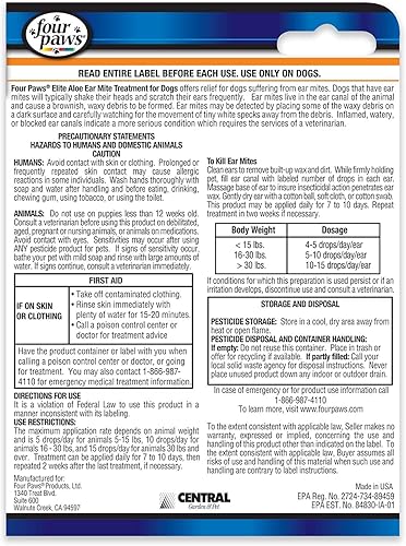 Miniatura 4 de Tratamiento de ácaros del oído de aloe para perros