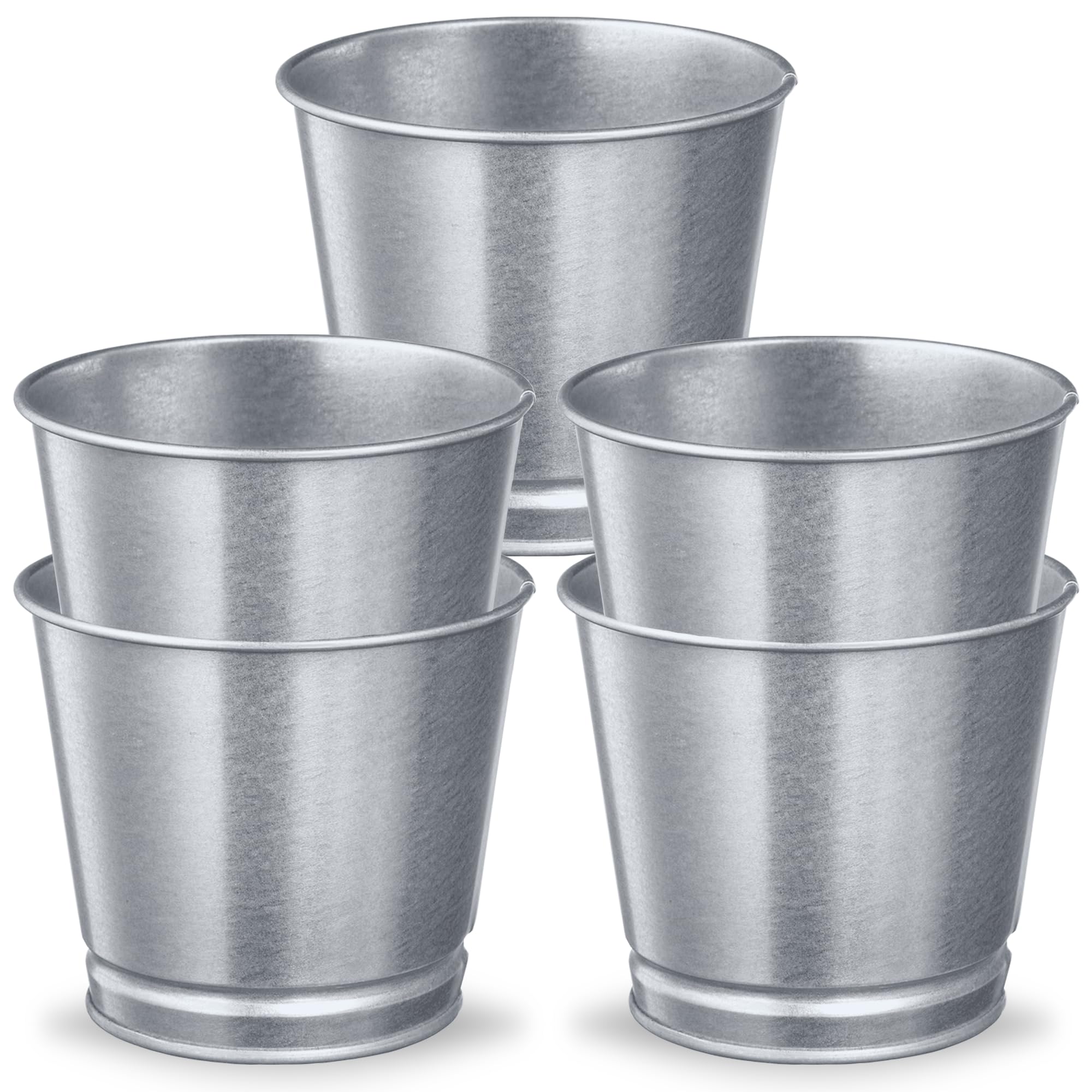 home stuff Plant Pot Galvanized Steel Flower Pots in Weather Resistant for Indoor or Outdoor Use, Ideal for Plants, Herb Collection, Flowers and Shrubs, 9cm (5)