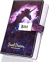 Vista 12 de CAGIE Diario con candado para niñas, kit de diario rayado rellenable A5 con contraseña y candado, lindos regalos de Navidad y cumpleaños para niñas