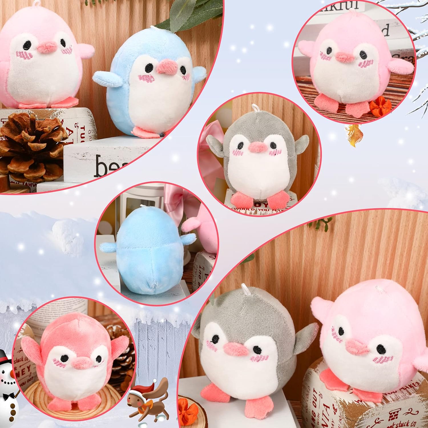 Kasyat 12 Pcs Mini Plush Penguin Stuffed Animals Penguin Keychains Bulk for Mother's Day, Cute Small Baby Toys Doll Keyholder Bag Pendant Birthday Party Favor for Boys Girls Gifts(Likable Style)