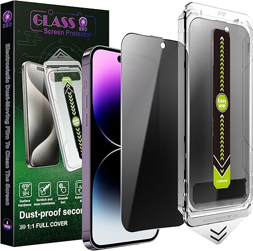 Miniatura 36 de Paquete de 2 protectores de pantalla mate antiluz azul para iPhone 15 Pro (6.1 pulgadas), vidrio templado 9H, antirreflejos, cobertura completa,