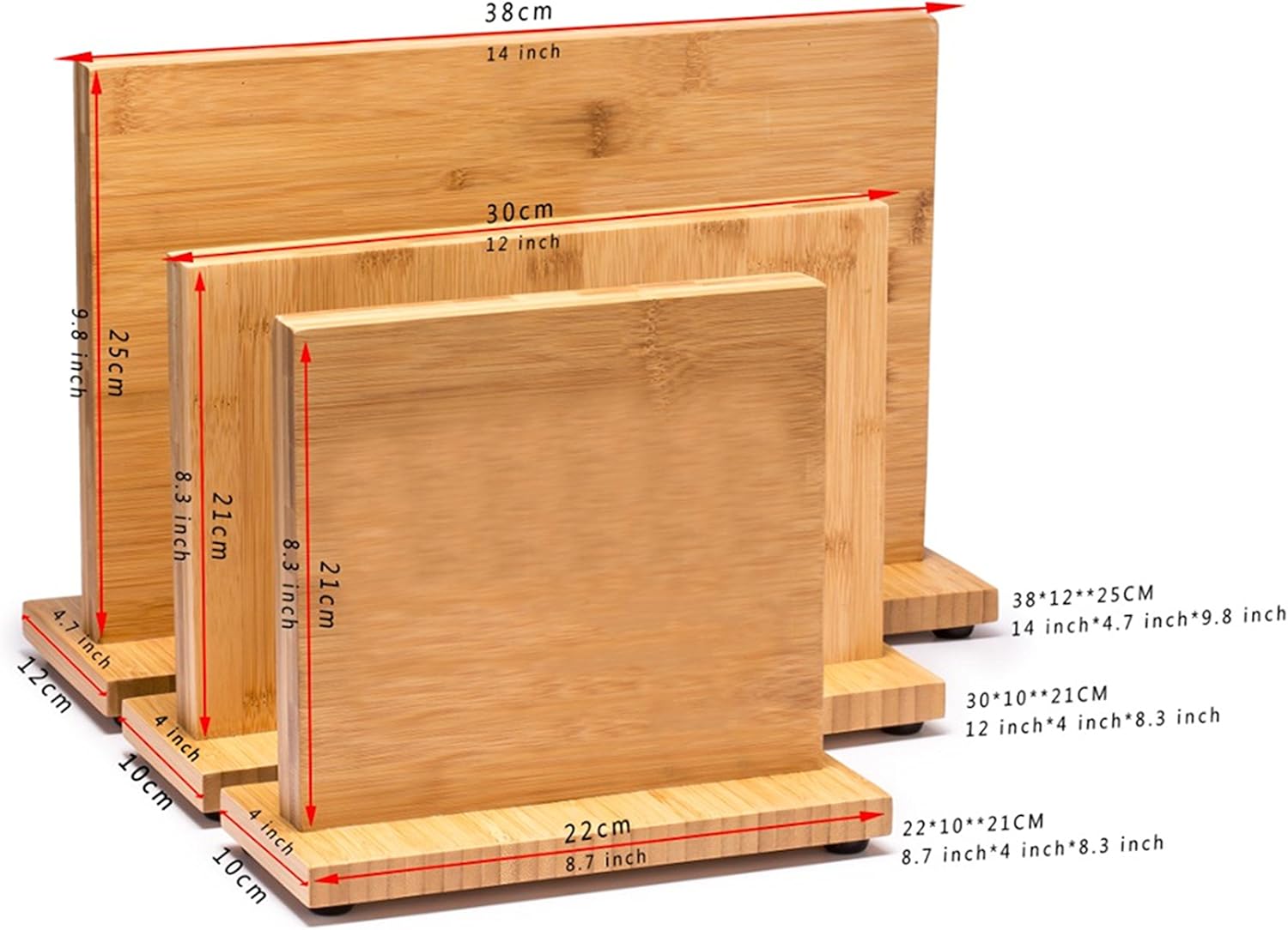 Bamboo Knife Blocks,Knife Block Rack Magnetic, Double Side Super Magnetic,Non-Slip Design,8 inch,12inch,14inch,Different Sizes for Your Selection Without Knives (14 inch)