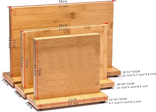 Miniatura 7 de Bloques de cuchillos de bambú, bloque de cuchillos magnético, doble cara súper magnética, diseño antideslizante, 8 pulgadas, 12 pulgadas, 14