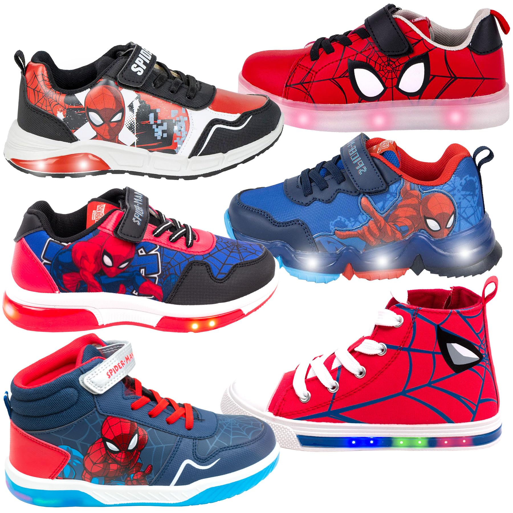 Marvel Spiderman - Bambino - Scarpe Sneakers Scarpe da Ginnastica con Luci LED - Prodotto Originale con Licenza Ufficiale [6765 Blu/Nero LED - 30]
