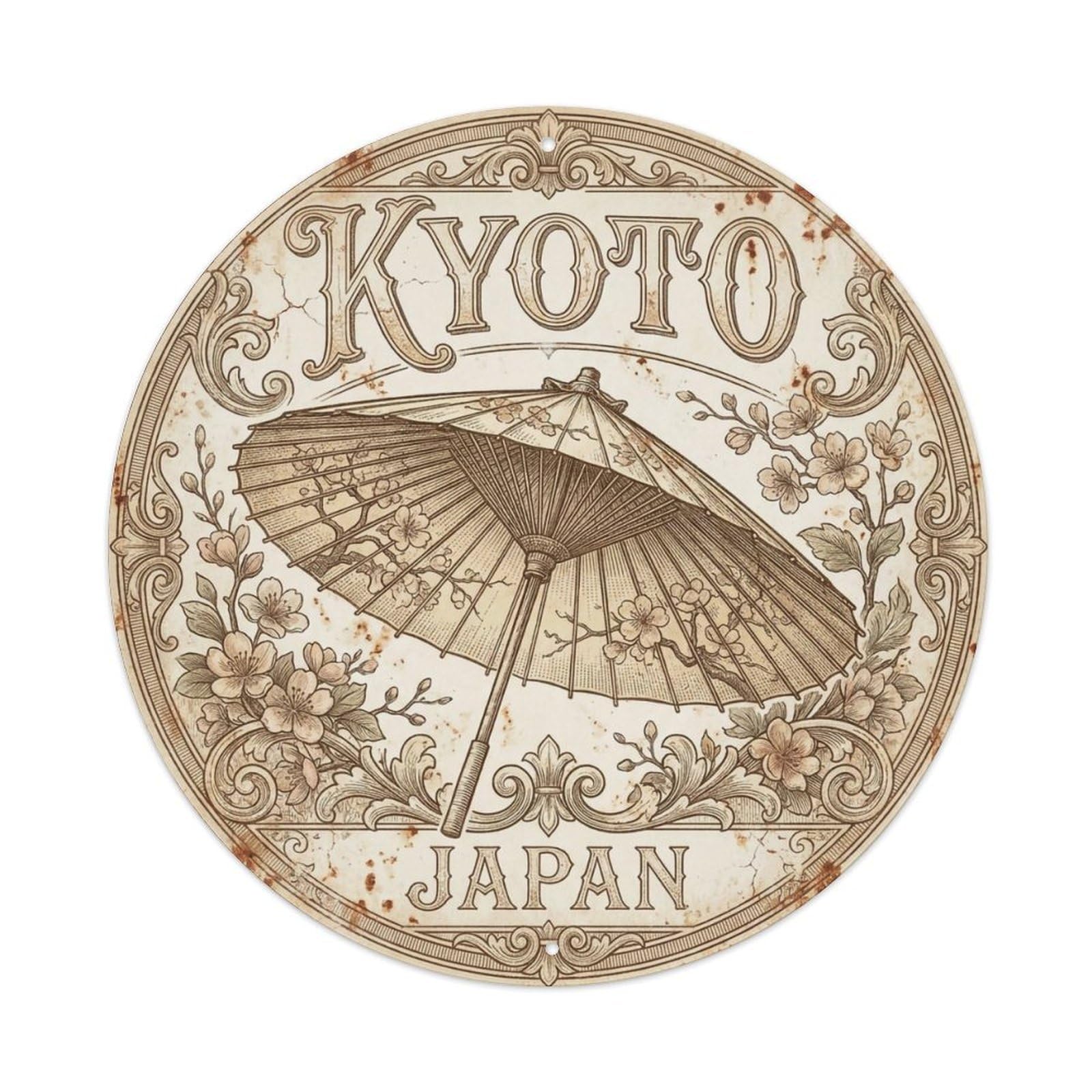 Vintage Travel Kyoto Japan Culture Vintage Metal Tin Sign Plaque Wall Decor for Cafe, Club Bar, Office, Garden Metal Poster 8x8Inch